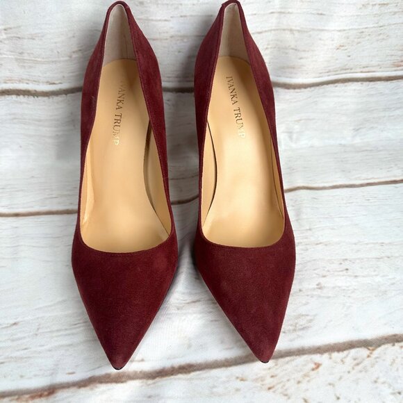Ivanka Trump Shoes - Ivanka Trump Burgundy/Wine Suede Leather Stilettos